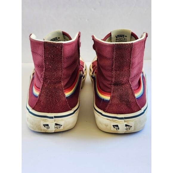 Vans Sk8 Hi Top Women Red Rainbow Canvas Pride Rave Skater Sneaker Size 9 S0072 - Picture 7 of 8